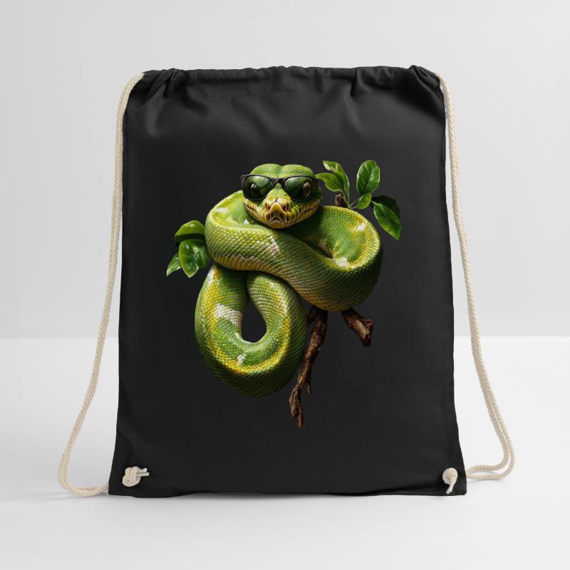 Green Tree Python Snakes Lover Terrarium Drawstring Bag