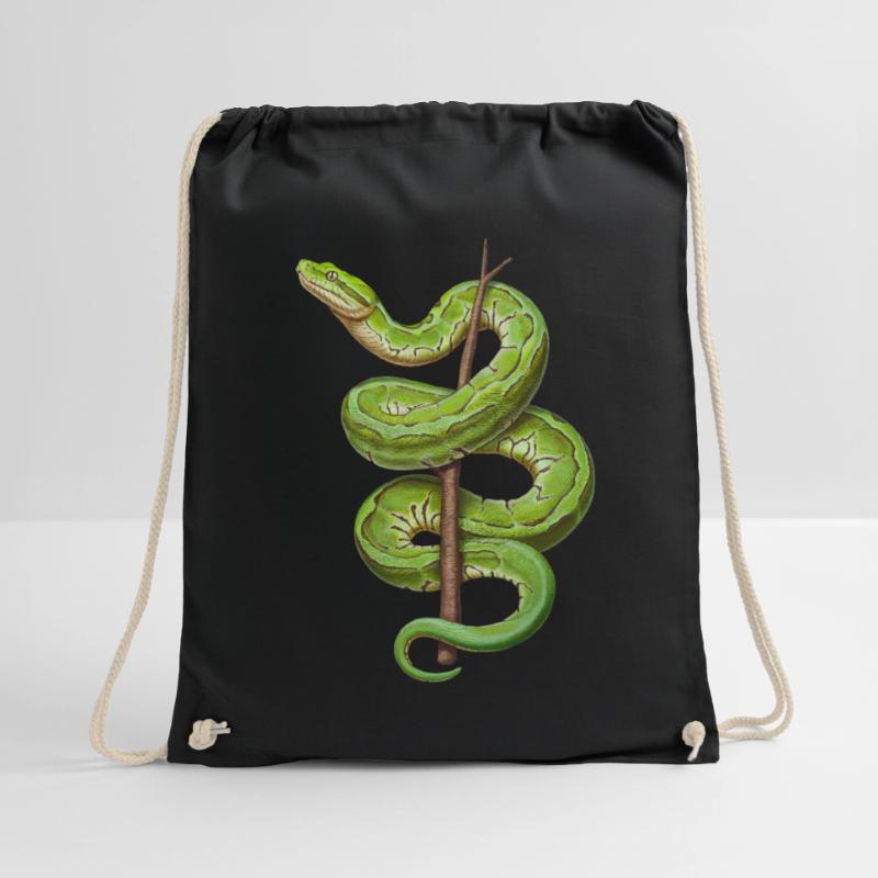 Green Tree Python Snakes Lover Terrarium Drawstring Bag