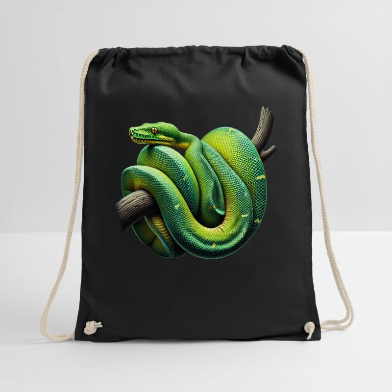 Green Tree Python Snakes Lover Terrarium Drawstring Bag