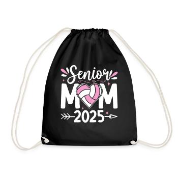 Senior Mom 2025 Volleyball Mom Serve Ball Class - Drawstring Bag - black - Front