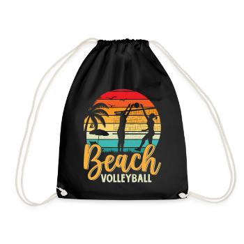 Beach Volleyball Retro Vintage Funny Volleyball - Drawstring Bag - black - Front