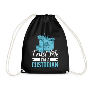 I'm A Custodian Funny Janitorial Staff School - Drawstring Bag - black - Front
