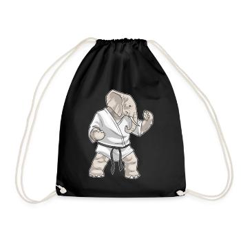 Elefant Karate Kampfsport - Turnbeutel - Schwarz - Vorne