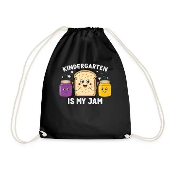 Funny Kindergarten Design – Breakfast Outfit - Drawstring Bag - black - Front