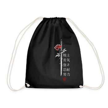 Sword Rose Japan Characters Gift - Drawstring Bag - black - Front