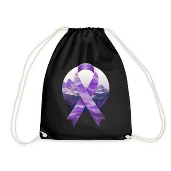 Lavendel Krebs Bewusstein Schleife Berge Geschenk - Turnbeutel - Schwarz - Vorne