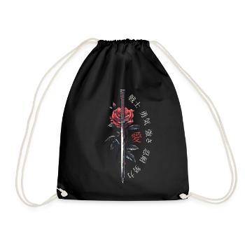 Japan Characters Sword Rose Gift - Drawstring Bag - black - Front