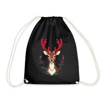 Renne festif pour Noël - Sac de sport léger - noir - Devant