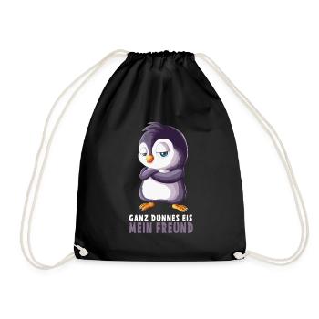 Grinning penguin says very thin cream my friend - Drawstring Bag - black - Front
