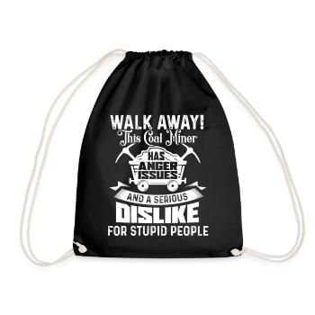 Coal Miner This Coal Miner Has Anger Issues - Drawstring Bag - black - Front