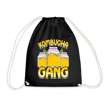 Kombucha Scoby fermented drinks - Drawstring Bag - black - Front