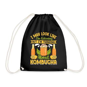 Kombucha Scoby fermented drinks - Drawstring Bag - black - Front