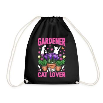 Gardener and cat lover - Hobby Gardener - Turnbeutel - Schwarz - Vorne