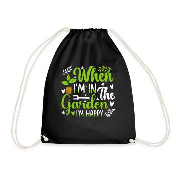 When I'm in the garden I'm happy - Gardener - Turnbeutel - Schwarz - Vorne