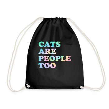 Cats Are People Too Funny Cat Tie Dye Shelter - Drawstring Bag - black - Front