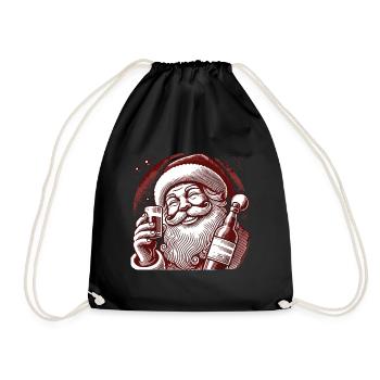 Christmas Humor Santa Alcohol Connoisseur - Drawstring Bag - black - Front