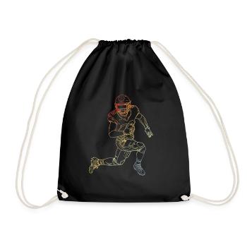 Vintage American Footballer Sketch - Drawstring Bag - black - Front