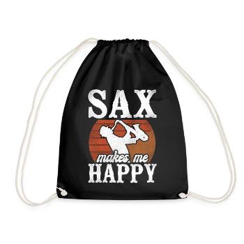 Saxophone Pun Sax Makes Me Smile - Drawstring Bag - black - Front