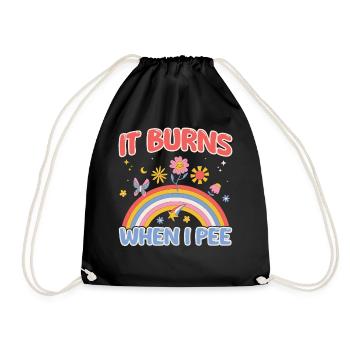 Funny saying "It Burns when I Pee"! - Drawstring Bag - black - Front