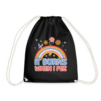Funny saying "It Burns when I Pee"! - Drawstring Bag - black - Front