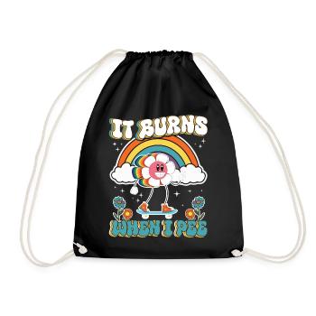 Funny saying "It Burns when I Pee"! - Drawstring Bag - black - Front