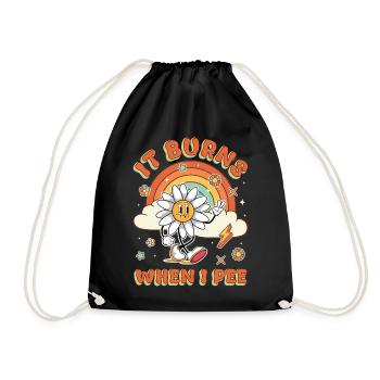 Funny saying "It Burns when I Pee"! - Drawstring Bag - black - Front