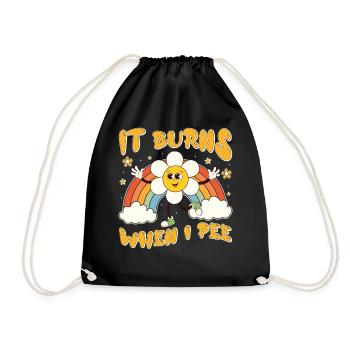 Funny saying "It Burns when I Pee"! - Drawstring Bag - black - Front