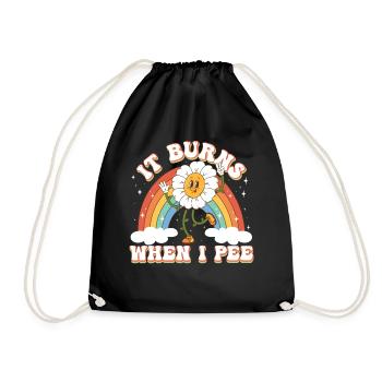 Funny saying "It Burns when I Pee"! - Drawstring Bag - black - Front