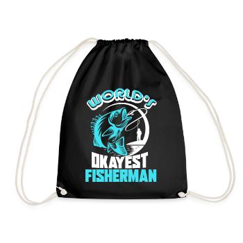 Fisherman World's Okayest Fisherman - Drawstring Bag - black - Front
