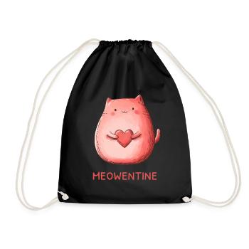 Meowentine Heart Cat Love Cadeau de la Saint-Valentin - Sac de sport léger - noir - Devant