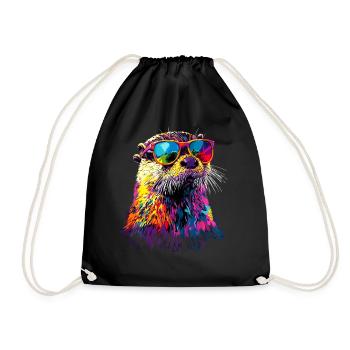 Loutre Loutre de mer Loutre Loutre Martre amour Loutre mignonne - Sac de sport léger - noir - Devant
