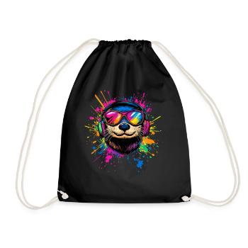 Loutre Loutre de mer Loutre Loutre Martre amour Loutre mignonne - Sac de sport léger - noir - Devant