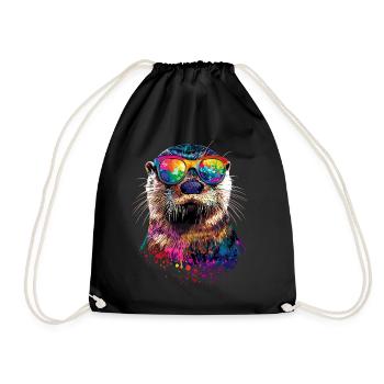 Loutre Loutre de mer Loutre Loutre Martre amour Loutre mignonne - Sac de sport léger - noir - Devant