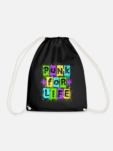 Punk für das Leben Neon Graffiti T-Shirt Design - Turnbeutel - Schwarz