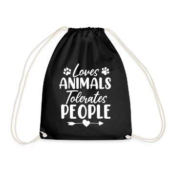 Aime les animaux Tolère les gens Refuge pour animaux de compagnie Animal - Sac de sport léger - noir - Devant