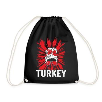 Sports Turkey, Football, Outfit for Sports Fan - Drawstring Bag - black - Front