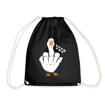Unhöfliches Lustiges Sprichwort "Duck You" Outfit - Turnbeutel - Schwarz - Vorne
