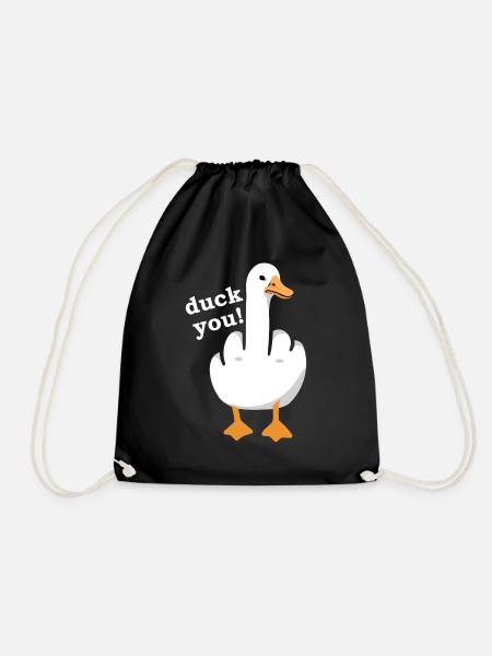 Rude Funny Saying "Duck You" Outfit - Drawstring Bag - black