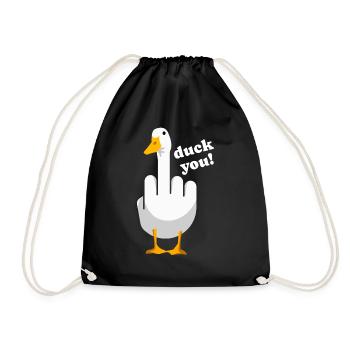 Unhöfliches Lustiges Sprichwort "Duck You" Outfit - Turnbeutel - Schwarz - Vorne