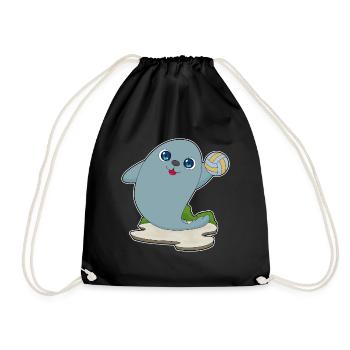 Seal Volleyball Player Volleyball - Drawstring Bag - black - Front