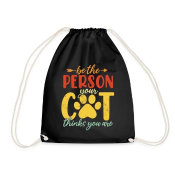 Sei die Person, für die dein Hund dich hält Retro-Katze - Turnbeutel - Schwarz - Vorne