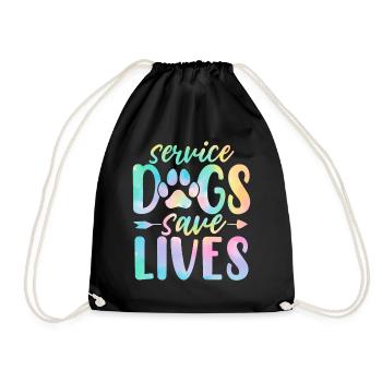 Service Dogs Save Lives Funny Dog Tie Dye Animal - Drawstring Bag - black - Front