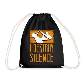 Saxophone I Destroy Silence - Turnbeutel - Schwarz - Vorne