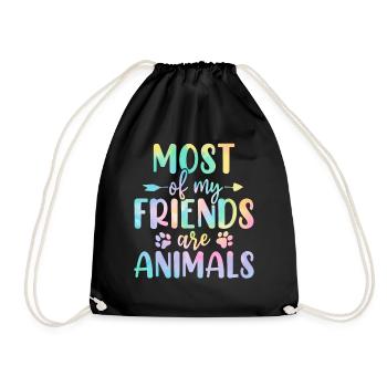 Die meisten meiner Freunde sind Tiere Tie Dye Tier - Turnbeutel - Schwarz - Vorne