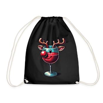 Verre à vin de Noël Renne Sourire - Sac de sport léger - noir - Devant