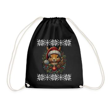 Christmas squirrel in the winter forest - Drawstring Bag - black - Front