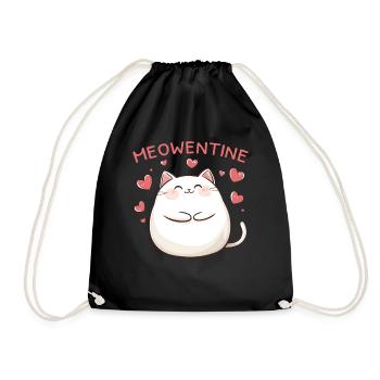 Chat Meowentine Heart Love Cadeau de la Saint-Valentin - Sac de sport léger - noir - Devant