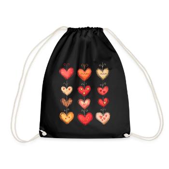 Heart Pattern Valentine's Day Heart Pattern Gift - Drawstring Bag - black - Front