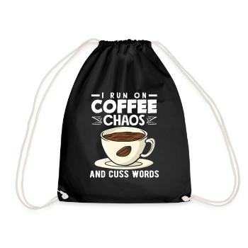 Kaffee Liebhaber Chaos Kaffee Chaos Worte - Turnbeutel - Schwarz - Vorne
