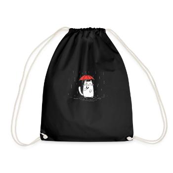 Katze mit Regenschirm - Turnbeutel - Schwarz - Vorne